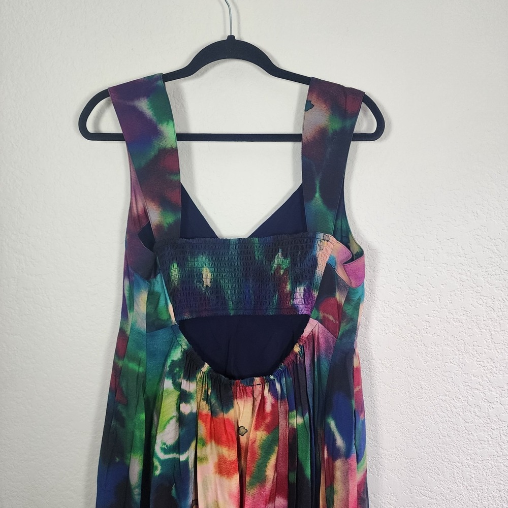 Anthropologie Printed V-Neck Pleated A-Line Watercolor Dress Size L - Picture 7 of 13